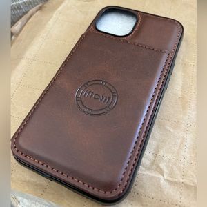 Brown iPhone 13 wallet case cover faux leather magnetic wireless charge slim NEW